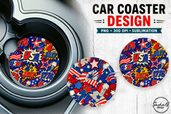 4th of july car coaster sublimation designs Product Image 1