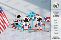 4th of July characters Laser Cut. Cosmonauts SVG Product Image 1
