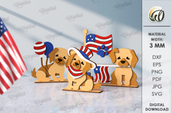 4th of July characters Laser Cut. Funny dogs SVG Product Image 1