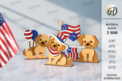 4th of July characters Laser Cut. Funny dogs SVG Product Image 1