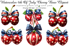 4th Of July Cherry Bow Clipart Product Image 1