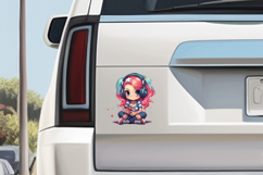 Cute 4th of July Clipart Chibi Girls Patriotic PNG Set Product Image 8