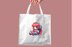Cute 4th of July Clipart Chibi Girls Patriotic PNG Set Product Image 9