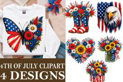 4th of July Sublimation PNG Clipart Watercolor PNG Product Image 1