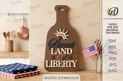 4Th Of July Cutting Board Laser Cut. Decorative Board SVG Product Image 1