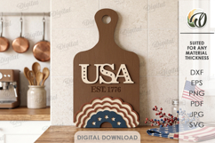 4Th Of July Cutting Board Laser Cut. Decorative Board SVG Product Image 1