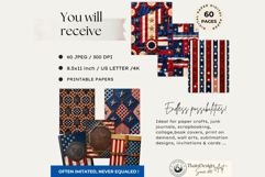 Vintage Americana &amp; Patriotic Digital Paper for 4th of july Product Image 2