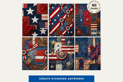 Vintage Americana &amp; Patriotic Digital Paper for 4th of july Product Image 5