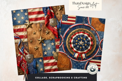 Vintage Americana &amp; Patriotic Digital Paper for 4th of july Product Image 7