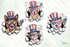 4th Of July Dog Breaking the Paper PNG Product Image 1