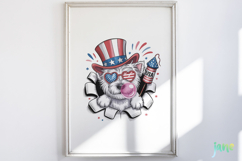 4th Of July Dog Breaking the Paper PNG Product Image 5