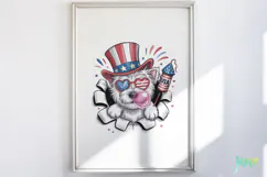 4th Of July Dog Breaking the Paper PNG Product Image 5