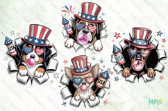 4th Of July Dog Breaking the Paper PNG Product Image 1