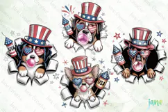 4th Of July Dog Breaking the Paper PNG Product Image 1