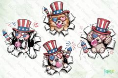 4th Of July Dog Breaking the Paper PNG Product Image 1