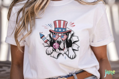 4th Of July Dog Breaking the Paper PNG Product Image 3