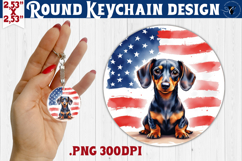 Round keychain | 4th of July | Patriotic Dog Product Image 1