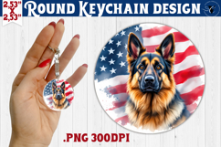 Round keychain | 4th of July | Patriotic Dog Product Image 1