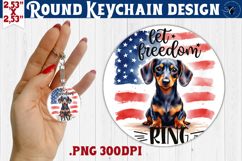 Round keychain | 4th of July | Patriotic Dog Product Image 1