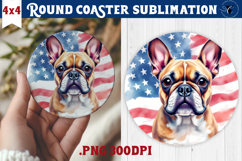 Round Coaster | 4th of July | Patriotic Dog Product Image 1