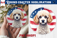Round Coaster | 4th of July | Patriotic Dog Product Image 1