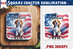 Square Coaster | 4th of July | Patriotic Dog Product Image 1