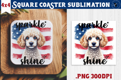 Square Coaster | 4th of July | Patriotic Dog Product Image 1