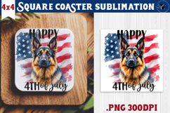Square Coaster | 4th of July | Patriotic Dog Product Image 1