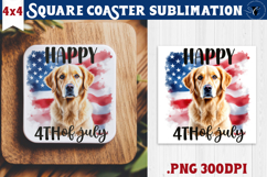 Square Coaster | 4th of July | Patriotic Dog Product Image 1