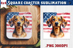 Square Coaster | 4th of July | Patriotic Dog Product Image 1