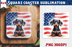 Square Coaster | 4th of July | Patriotic Dog Product Image 1