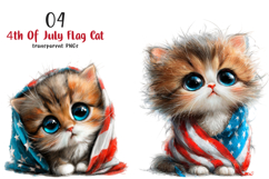 4th Of July Flag Cat Clipart Product Image 1