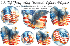 4th Of July Flag-Stained Glass Clipart Product Image 1