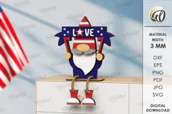 4th Of July Gnome Laser Cut. 3D Gnome Decor SVG Product Image 1