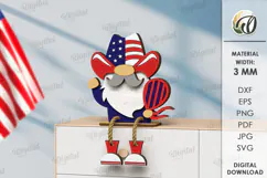 4th Of July Gnome Laser Cut. 3D Gnome Decor SVG Product Image 1