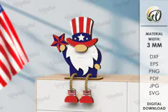 4th Of July Gnome Laser Cut. 3D Gnome Decor SVG Product Image 1