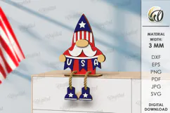 4th Of July Gnome Laser Cut. 3D Gnome Decor SVG Product Image 1