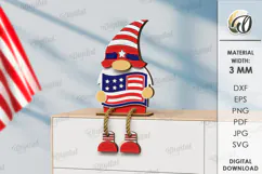 4th Of July Gnome Laser Cut. 3D Gnome Decor SVG Product Image 1
