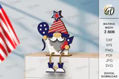 4th Of July Gnome Laser Cut. 3D Gnome Decor SVG Product Image 1