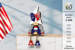 4th Of July Gnome Laser Cut. 3D Gnome Decor SVG Product Image 1
