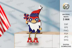4th Of July Gnome Laser Cut. 3D Gnome Decor SVG Product Image 1