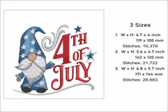 4th of July Gnome embroidery, Independence Day design Product Image 2