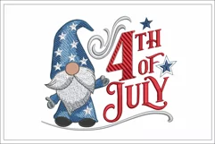4th of July Gnome embroidery, Independence Day design Product Image 1