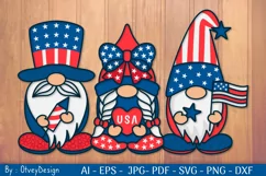 4th of July Gnome Patriotic Layered Papercut SVG Product Image 1