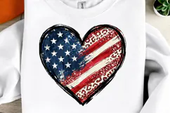 4th of July Heart PNG, USA Flag Heart Product Image 1