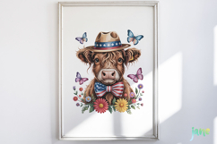 4th Of July Highland Cow Clipart Product Image 5