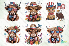 4th Of July Highland Cow Clipart Product Image 2