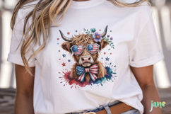 4th Of July Highland Cow Clipart Product Image 5