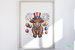 4th Of July Highland Cow Clipart Product Image 6