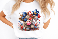 4th of July Highland Cow PNG, Patriotic Shirt Sublimation De Product Image 2